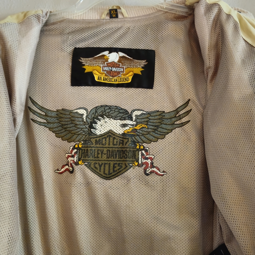 Harley-Davidson Womens Beige Bomber Style Riding Jacket Size XL - Picture 9 of 13